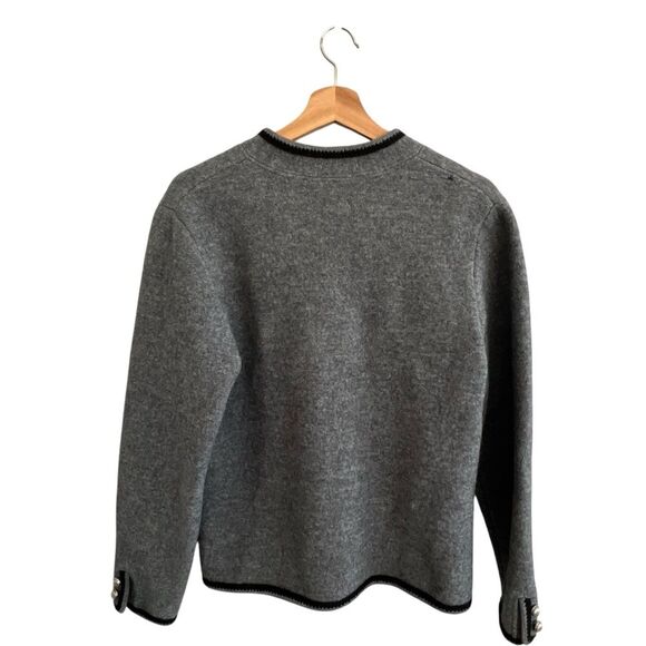 Land's End Boiled Wool Jacket Sz 8 Grey Double Breasted Preppy Classic Old Money - Picture 3 of 7